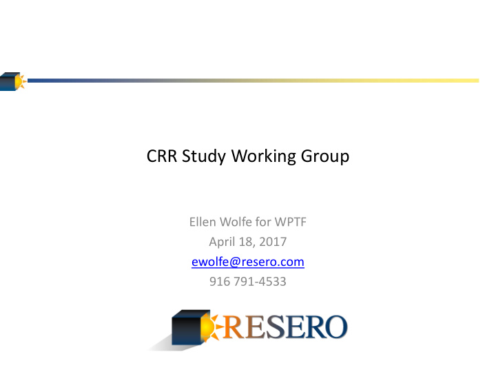 crr study working group