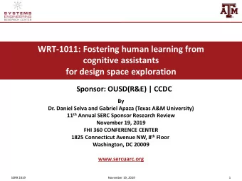 WRT-1011: Fostering human learning from  cognitive assistants  for design space exploration