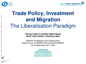 Trade Policy, Investment  source: https://doi.org/10.7892/boris.83847 | downloaded: 4.9.2020  and