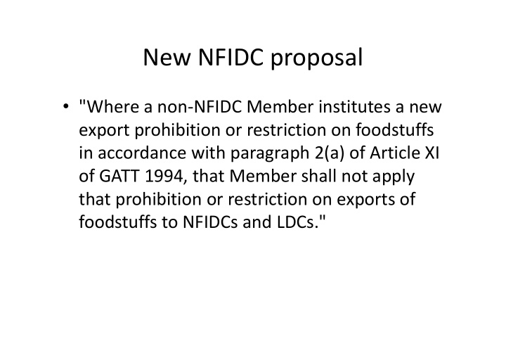 new nfidc proposal