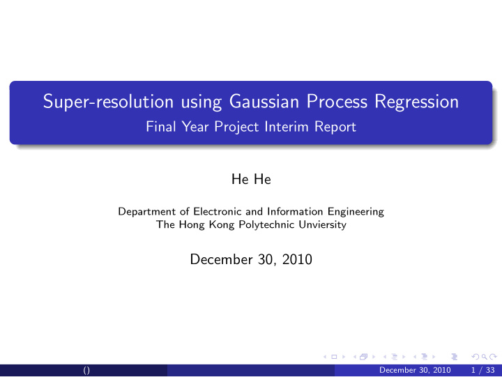super resolution using gaussian process regression