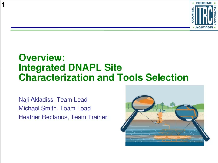 overview integrated dnapl site integrated dnapl site