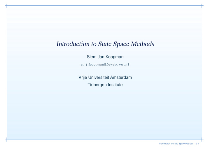 introduction to state space methods