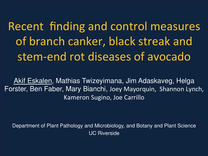 recent finding and control measures of branch canker