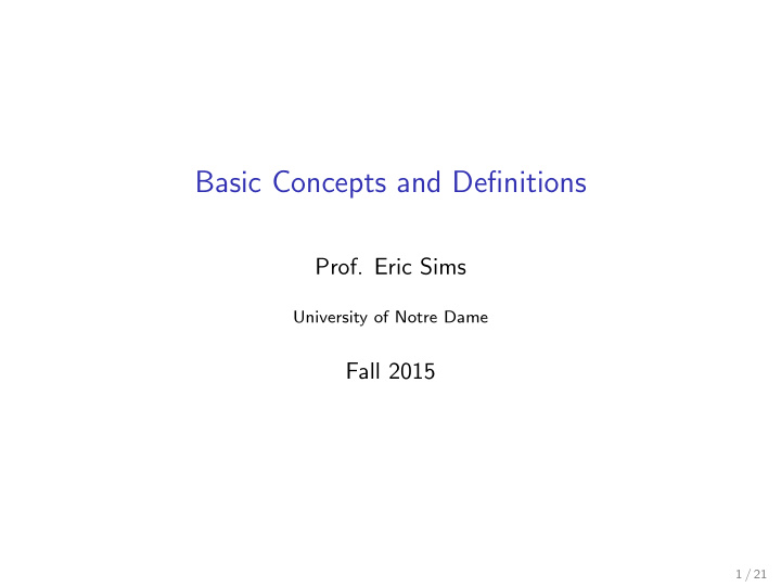 basic concepts and definitions