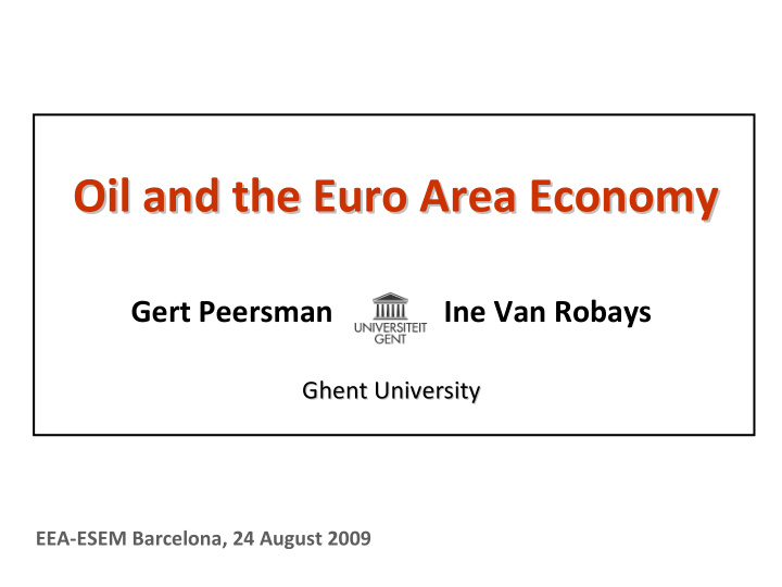oil and the euro area economy oil and the euro area