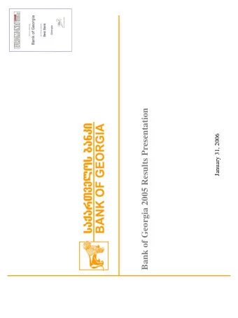 Bank of Georgia 2005 Results Presentation  January 31, 2006  The Georgian Economy At A Glance  The