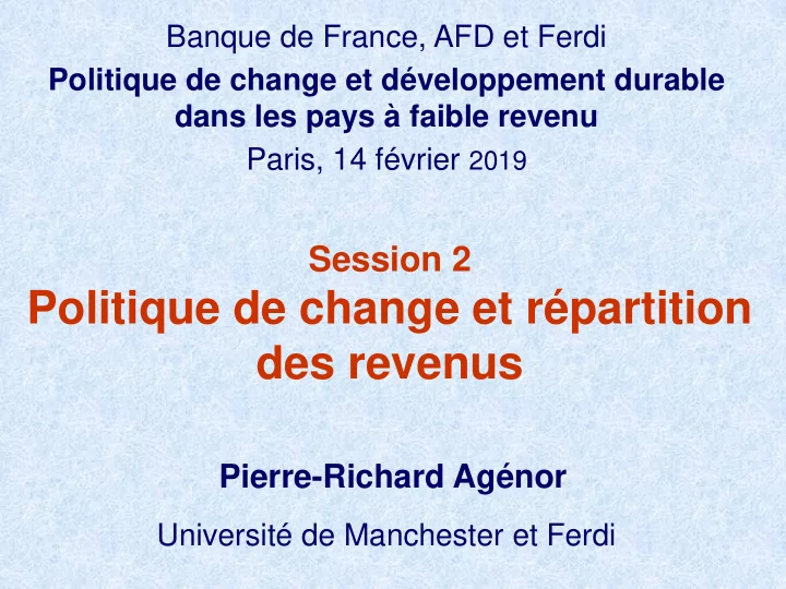 politique de change et r partition