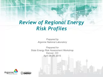 Risk Profiles  Prepared by  Argonne National Laboratory  Prepared for  State Energy Risk Assessment