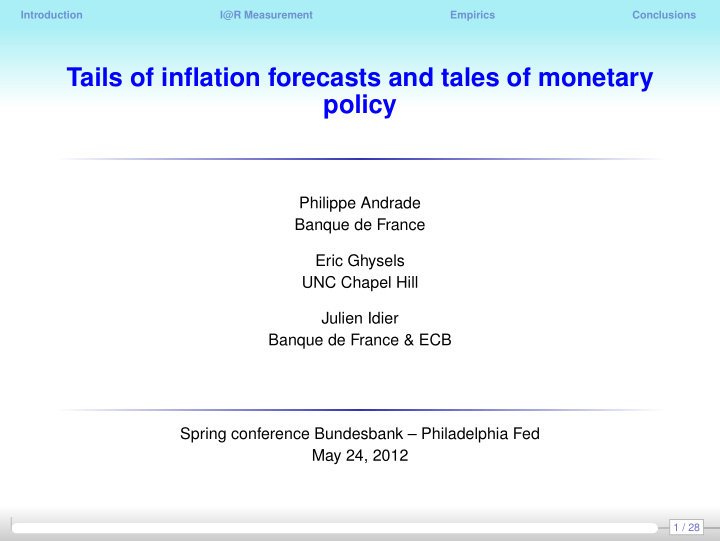 tails of inflation forecasts and tales of monetary policy