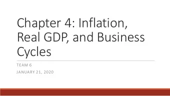 Chapter 4: Inflation,  Real GDP, and Business  Cycles  TEAM 6  JANUARY 21, 2020  What is