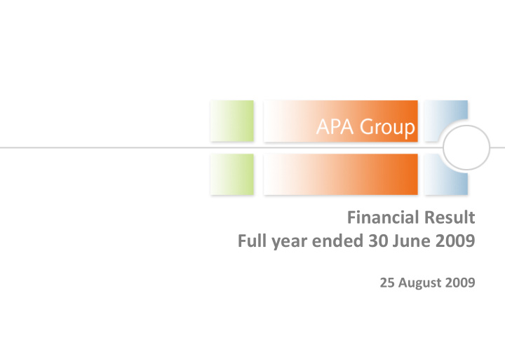 financial result full year ended 30 june 2009