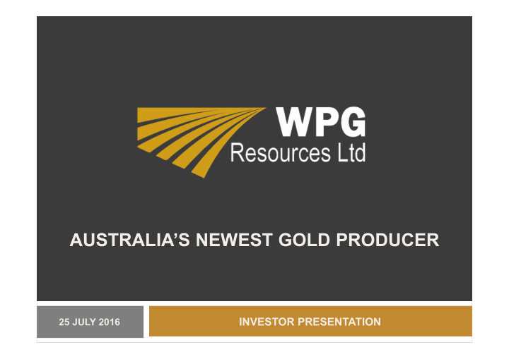 australia s newest gold producer