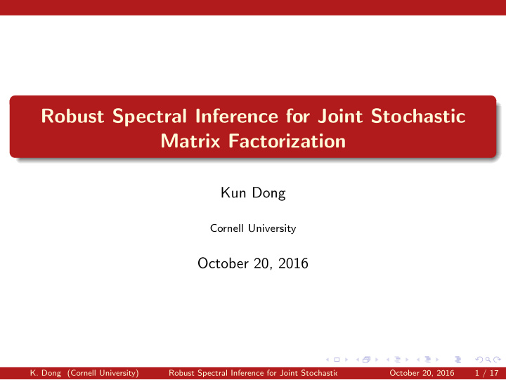 robust spectral inference for joint stochastic matrix