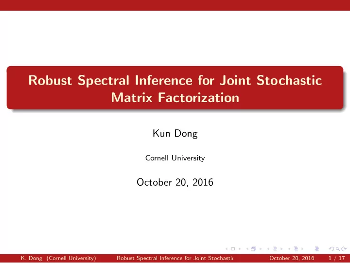 robust spectral inference for joint stochastic matrix