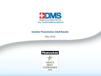 Investor Presentation 1Q18 Results  May 2018  Important Notice  The information contained in