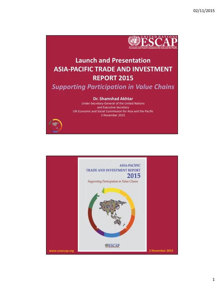 launch and presentation asia pacific trade and investment