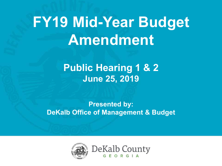 fy19 mid year budget amendment