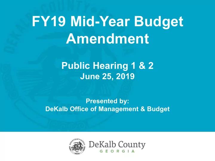 fy19 mid year budget amendment
