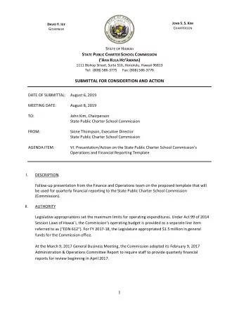 J OHN S. S. K IM D AVID Y. I GE C HAIRPERSON G OVERNOR S TATE OF H AWAII S TATE P UBLIC C HARTER S