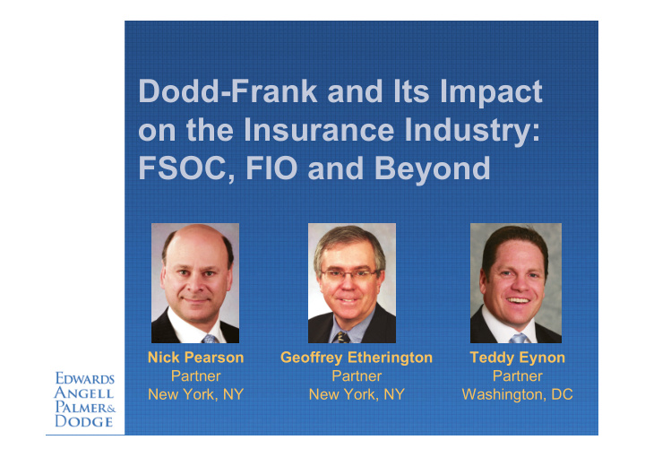 dodd frank and its impact on the insurance industry fsoc