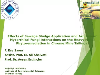 Boazii University  Institute of Environmental Sciences  stanbul, Turkey  Introduction  The