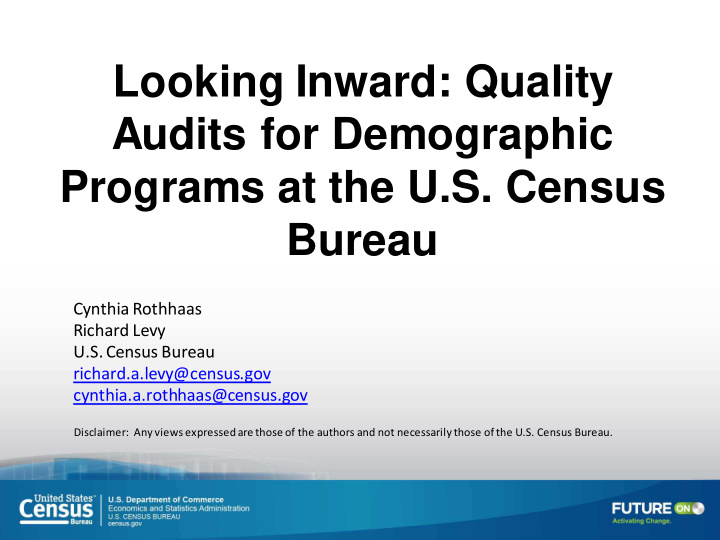 looking inward quality audits for demographic programs at