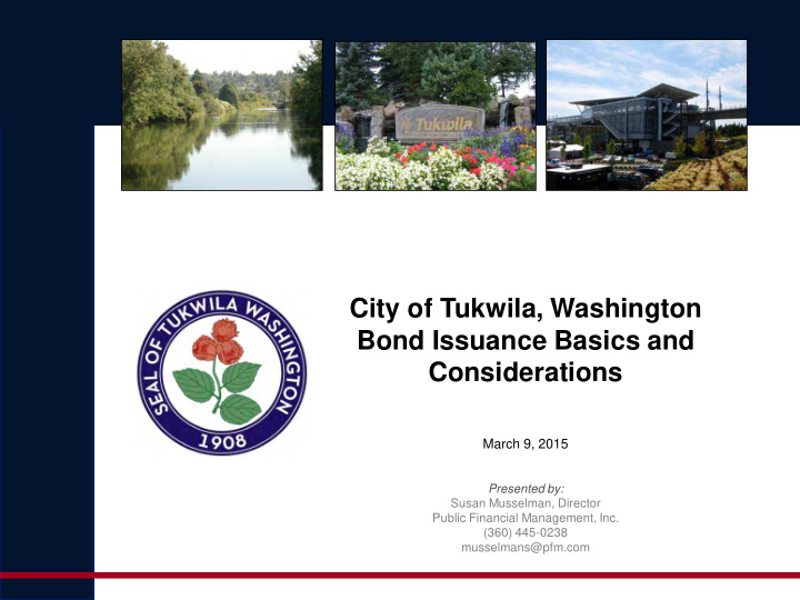 city of tukwila washington bond issuance basics and