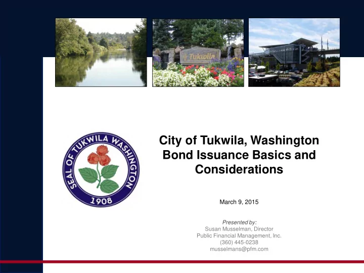 city of tukwila washington bond issuance basics and
