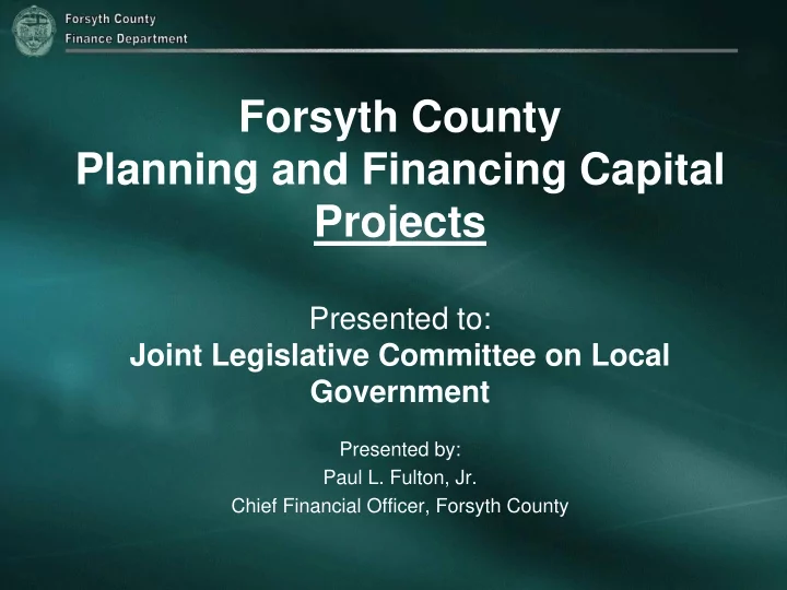 presented to joint legislative committee on local