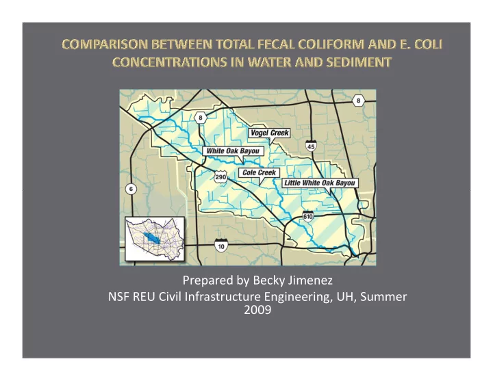 prepared by becky jimenez nsf reu civil infrastructure