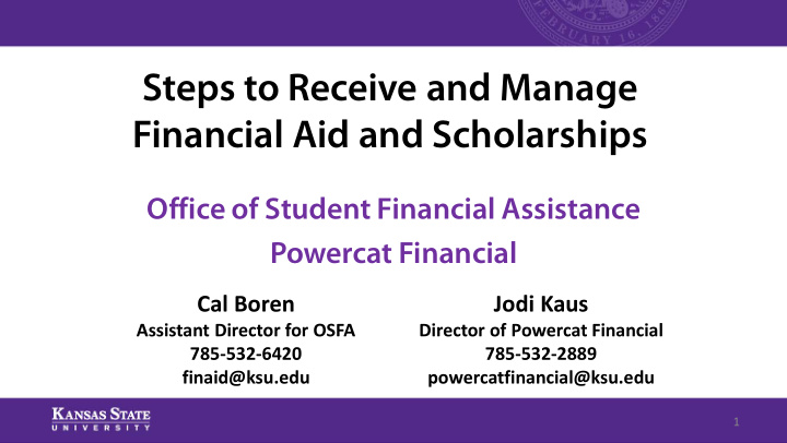 steps to receive and manage financial aid and scholarships
