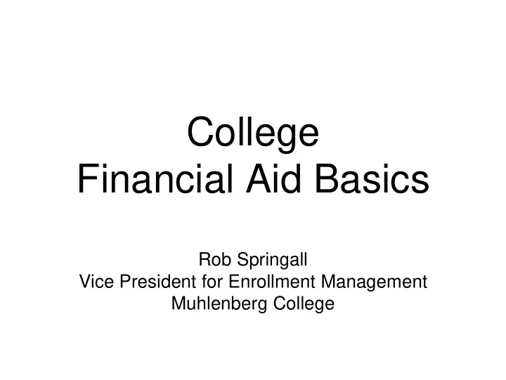 college financial aid basics
