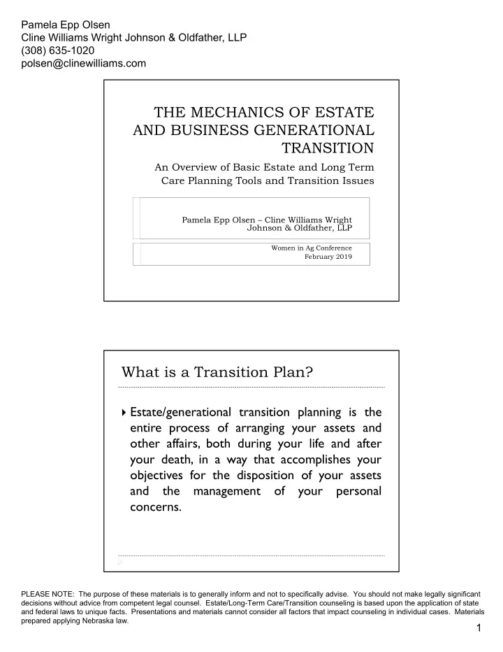 the mechanics of estate and business generational