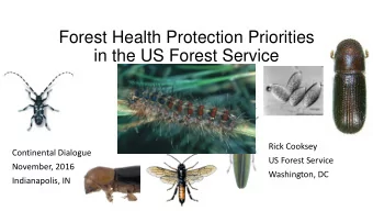 Forest Health Protection Priorities  in the US Forest Service  Rick Cooksey  Continental Dialogue