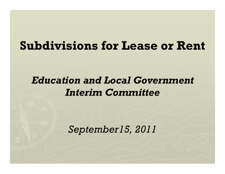 subdivisions for lease or rent