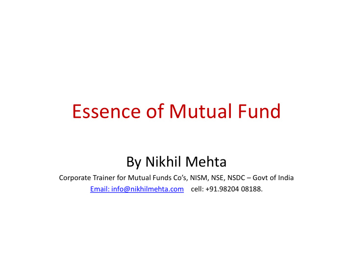 essence of mutual fund