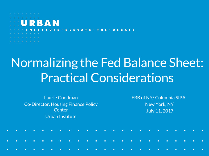 normalizing the fed balance sheet
