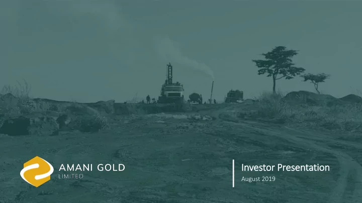 in investor r presentatio ion