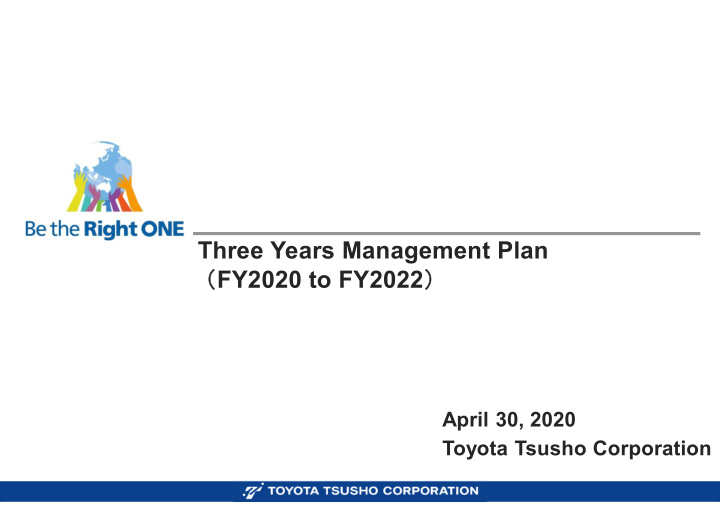 three years management plan fy2020 to fy2022