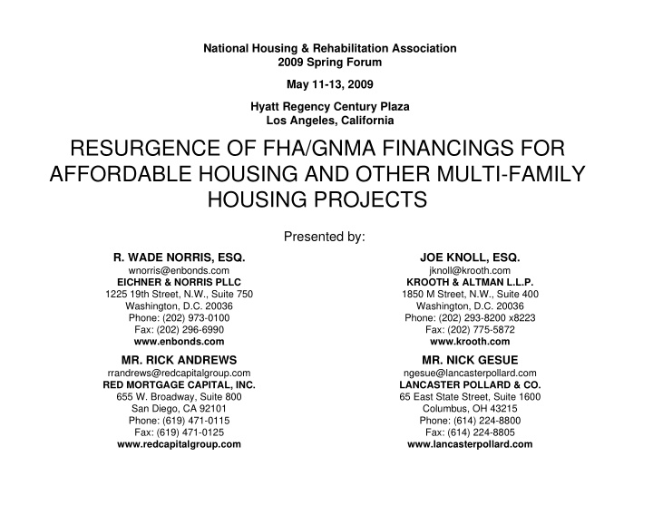 resurgence of fha gnma financings for affordable housing