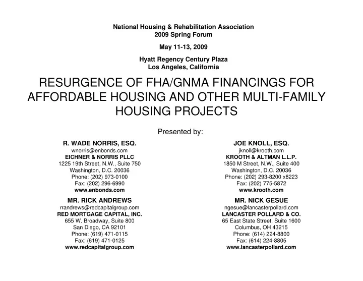 resurgence of fha gnma financings for affordable housing