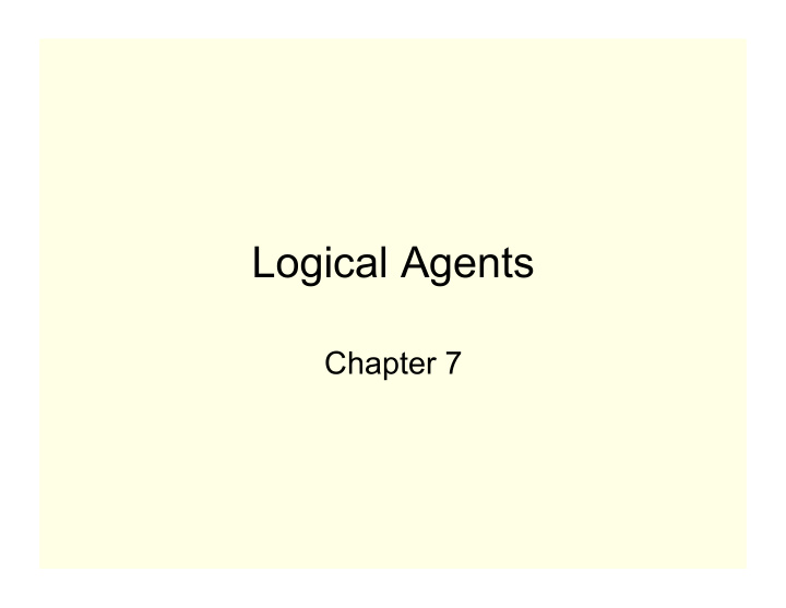 logical agents