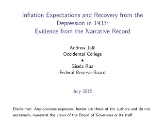 Inflation Expectations and Recovery from the  Depression in 1933:  Evidence from the Narrative