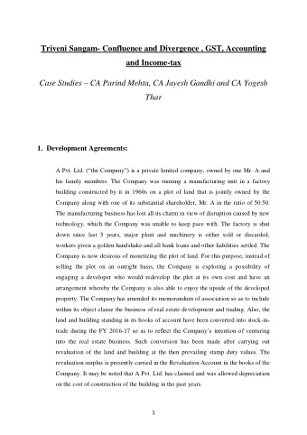 Triveni Sangam- Confluence and Divergence , GST, Accounting  and Income-tax Case Studies  CA