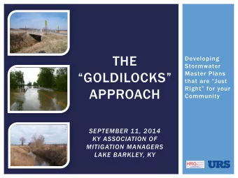THE  Developing  Stormwater  GOLDILOCKS  Master Plans  that are Just  Right for your