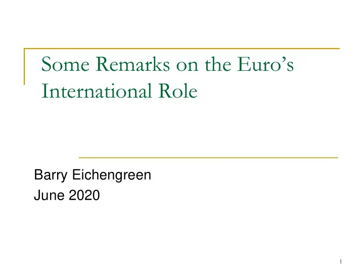 some remarks on the euro s