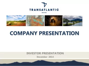 COMPANY PRESENTATION  INVESTOR PRESENTATION  December  2014  DISCLAIMER Disclaimer