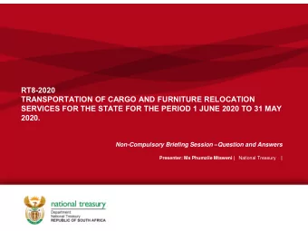 TRANSPORTATION OF CARGO AND FURNITURE RELOCATION  SERVICES FOR THE STATE FOR THE PERIOD 1 JUNE 2020