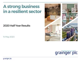 in a resilient sector  2020 Half Year Results  14 May 2020  Agenda  Originate  Invest  Operate